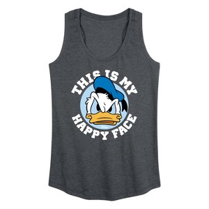 Women's Disney This Is My Happy Face Graphic Racerback Tank - Heather Charcoal - Medium - 1 of 4