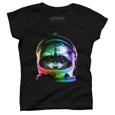 Girl's Design By Humans Astronaut Racoon By clingcling T-Shirt