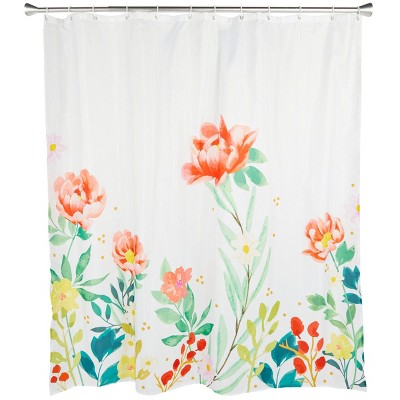 Juvale 72x72 Inch Boho Floral Shower Curtain Set with 12 Hooks, Flower Bathroom Decor