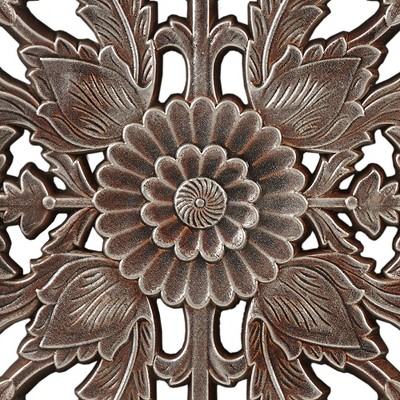 Bronze and Silver Botanical Carved Wood Wall Decor Set, 2-Piece