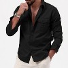 Coolmee Men's Button Down Shirt Texture Wrinkle Free Shirts Long Sleeve Untucked Shirt - 3 of 4