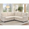 81" Corduroy Convertible L-Shaped Sleeper Sectional Sofa with Pull-Out Bed & Storage Seat, USB & Type-C Charging Ports, Cup Holders - 2 of 4