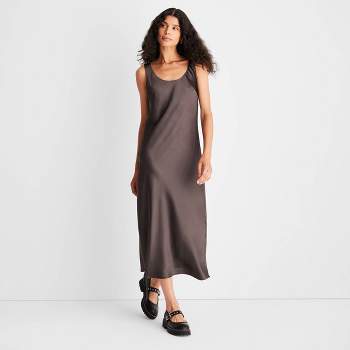 Women's Scoop Neck Strappy Midi Slip Dress - Future Collective™ with Reese Blutstein Dark Gray XL