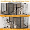 Heavy Duty Dog Crate Furniture - 4-Door Wooden Kennel w/Storage Shelves & Flip Door, Adjustable Divider for Small/Medium Dogs - 3 of 4