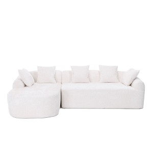 NicBex L-Shaped Modular Sectional Sofa,3-Seat Boucle Couch with Chaise and 5 Pillows for Living Room,Apartment,Office - 1 of 4