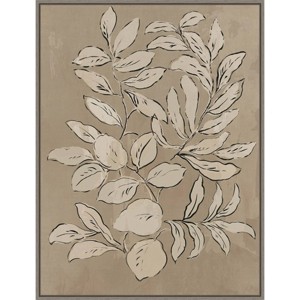 23" x 30" Leaves Sketches II by Asia Jensen Framed Canvas Wall Art Print - Amanti Art: Modern Botanical Lithograph, Polystyrene Frame - 1 of 4