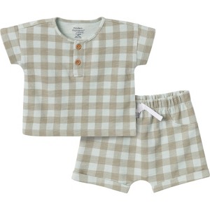 Modern Moments™ by Gerber Baby Boys' 2-Piece Henley Shirt and Shorts Set - 1 of 4