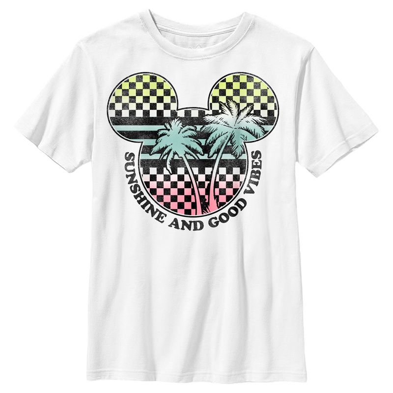 Boy's Mickey & Friends Checkered Sunshine and Good Vibes T-Shirt, 1 of 5