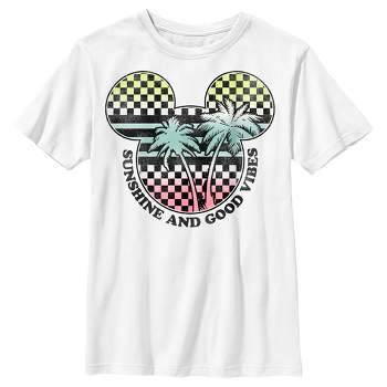 Boy's Mickey & Friends Checkered Sunshine and Good Vibes T-Shirt