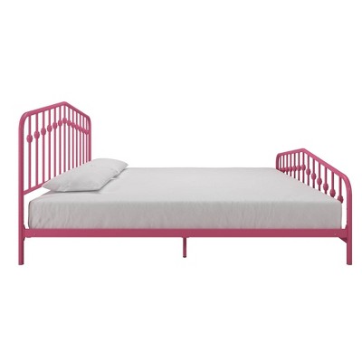 Hot Pink King Metal Platform Bed with Headboard and Slats
