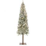 Best Choice Products Pre-Lit Snow Flocked Pencil Alpine Christmas Tree Holiday Decoration w/ LED Lights, Stand