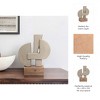 Modern Abstract Sculpture - Geometric Design, Handmade Ecomix & Mango Wood, Elegant Home & Office Decor for Living Room, Bedroom & Desk, 13" Ivory Tan - 3 of 4