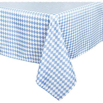 Juvale Blue & White Argyle Checkered Dining Tablecloth Table Cover, 54 x 108 in
