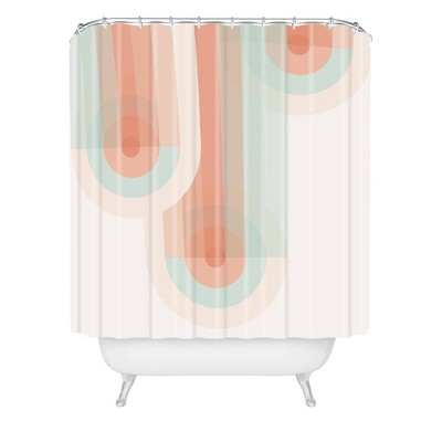 Mirimo Yoyo Peach Shower Curtain Peach/Mint - Deny Designs