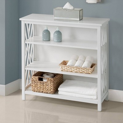 White Wood Adjustable Over-the-Toilet Bath Storage Shelf