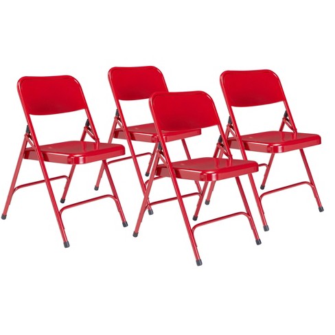 Set Of 4 Premium All Steel Folding Chairs Red - Hampden