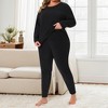 Women's Plus Size Fleece Lined Base Layer Long Johns Set Soft Lounge Thermal Underwear - Agnes Orinda - 2 of 4