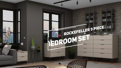 Mid-Century Modern White Rockefeller 3-Piece Bedroom Set