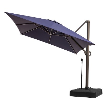 Pellebant 10'x 13' Patio Cantilever Umbrella Heavy Duty Base Set High-Strength Aluminum Pole with 360Rotation 5 Heights Adjustable
