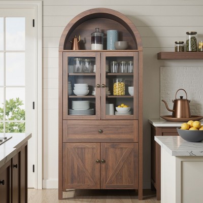 71'' Large Storage Cabinet,Display Cabinet with Doors and Shelves for Dining Room,Kitchen – The Pop Home