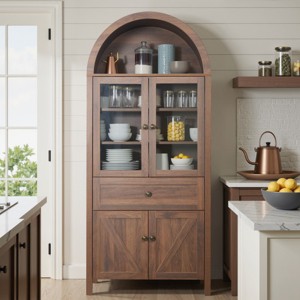 71'' Large Storage Cabinet,Display Cabinet with Doors and Shelves for Dining Room,Kitchen-The Pop Home - 1 of 4