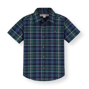 Hope & Henry Boys'  Stretch Poplin Short Sleeve Button Down Shirt, Infant - 1 of 4