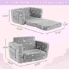Angel Sar Glow-in-the-Dark Kids Foldable Sofa Bed, All-Sponge Single Chaise Lounge with Star & Moon Flannel, Light Grey 2-in-1 Sleeper - 3 of 4