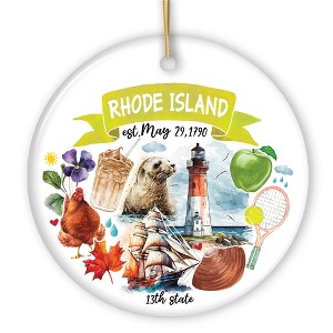 Artistic Rhode Island State Themes and Landmarks Christmas Ornament| OrnamentallyYou - 1 of 4