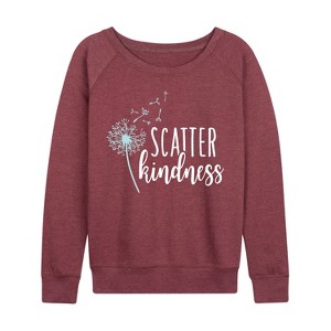 Women's - Instant Message - Scatter Kindness Lightweight French Terry Wide Neck Long Sleeve Graphic Shirt - 1 of 4