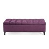 Vynxaria Contemporary Button-Tufted Storage Ottoman with Diamond Stitching and Birch Legs,Purple - 2 of 4