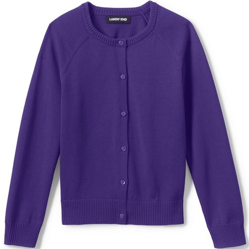 Lands' End School Uniform Kids Cotton Modal Cardigan Sweater - Small - Deep  Purple : Target