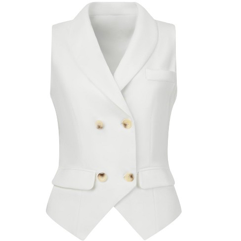 Inspire Chic Women s Lapel Collar Dressy Versatile Racerback Waistcoat Suit Vest White Large Target