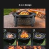 Tangkula 3-in-1 Round Fire Pit Set 32 Inch Round Wood Burning Firepit Table Multifunctional Metal Firepit Stove - 3 of 4