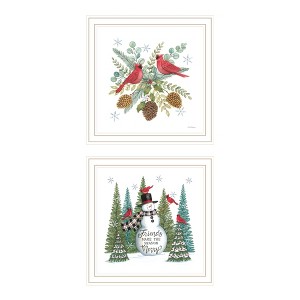 2Piece Vignette Friends Make the Season Merry White Framed Wall Art for Living Room,Wall Art Print for Home Decor by Deb Strain - 1 of 4