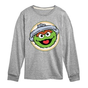 Boys' - Sesame Street - Oscar Badge -Toddler and Youth Long Sleeve T-Shirt Long Sleeve Graphic T-Shirt - 1 of 3
