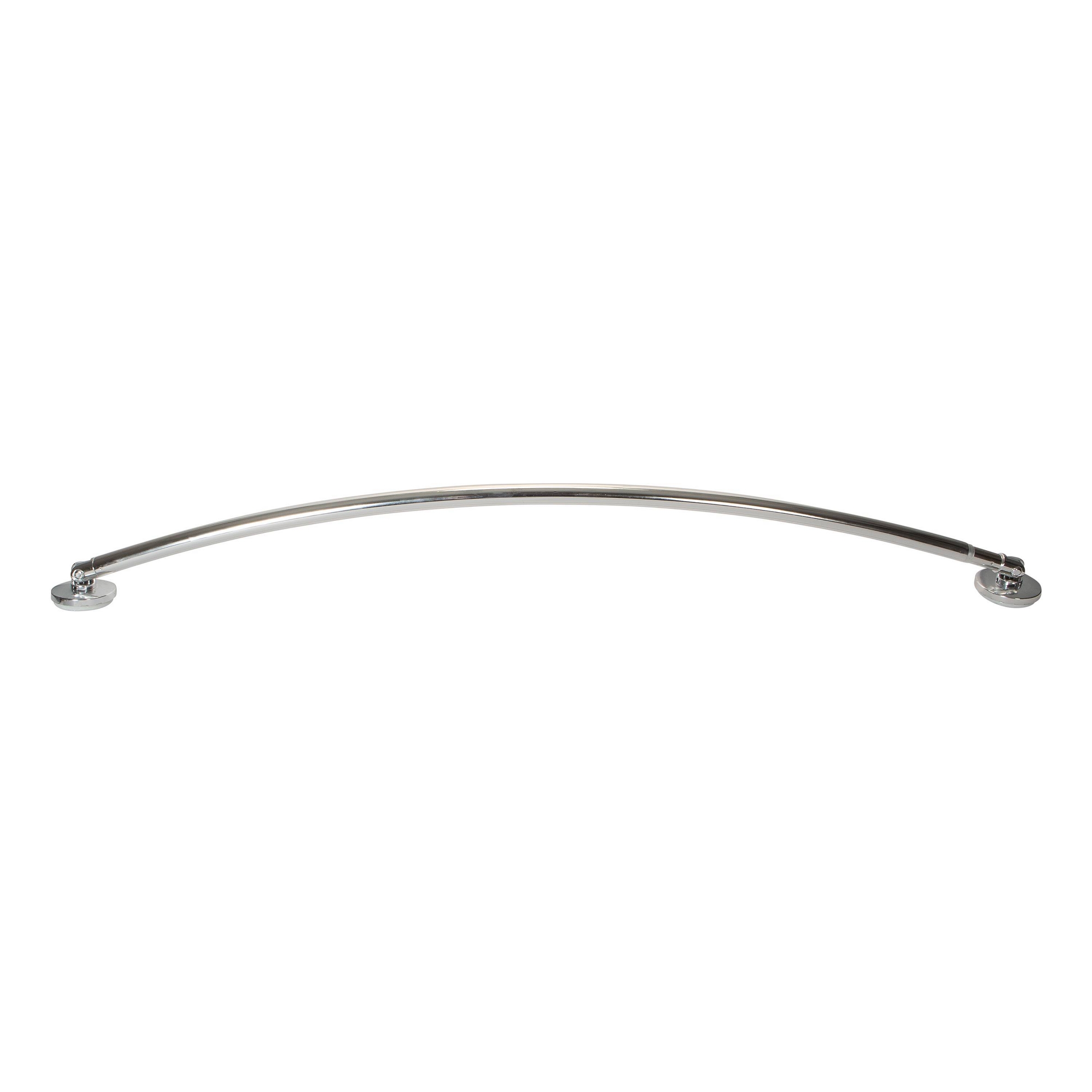 Powered Suction Cup Tension Mounted Curved Shower Rod Chrome - Bath Bliss: Adjustable 43.7" to 60" Aluminum Rod