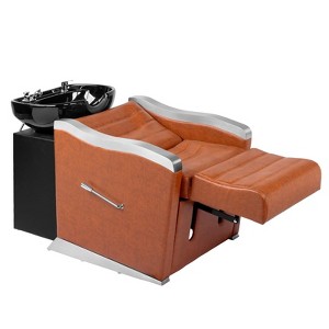 Karl Home Black Salon Shampoo Bowl and Chair Backwash Unit with Ceramic Wash Bowl - 1 of 4