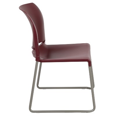 Gray Ergonomic Mid-Back Metal Stacking Chair