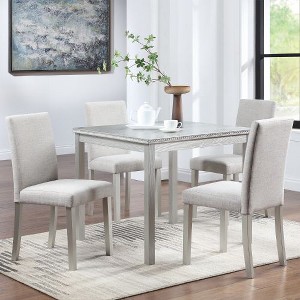 NicBex 5-Piece Counter Height Dining Set, Wooden Kitchen Table with Acrylic Crystal Trim & 4 Upholstered Chairs, Table Set, Dining Chairs Set - 1 of 4