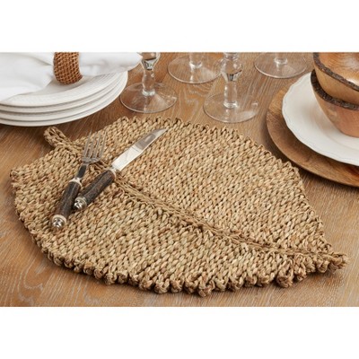 Natural Seagrass Leaf Shaped Placemats, Set of 4