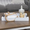 AuldHome Design White Rustic Wood Serving Tray; Farmhouse Shiplap Ottoman Tray w/ Black Metal Handles - 2 of 4