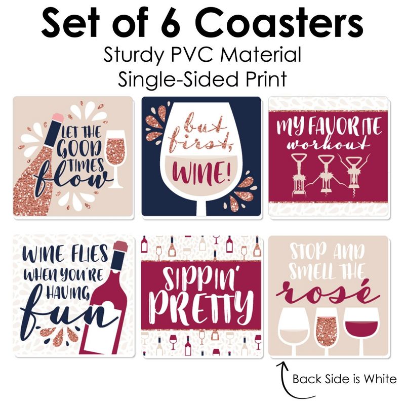 Big Dot of Happiness But First, Wine - Funny Wine Tasting Party Decorations - Drink Coasters - Set of 6, 5 of 9