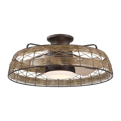Parrot Uncle 27.4" Farmhouse Bronze Indoor Low Profile Flush Mount Ceiling Fan