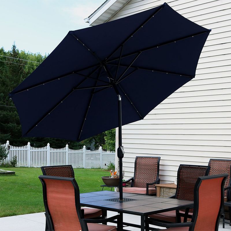 Sunnydaze Outdoor Aluminum Pool Patio Umbrella with Solar LED Lights, Tilt, and Crank - 9', 2 of 15