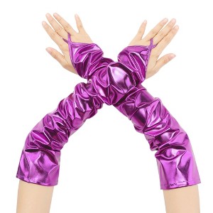 INSPIRE CHIC Women's Finger Loop Shiny Metallic Gloves 1 Pair - 1 of 4