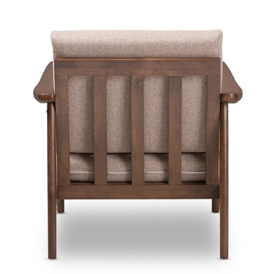 Venza Light Brown Faux Leather Walnut Lounge Chair