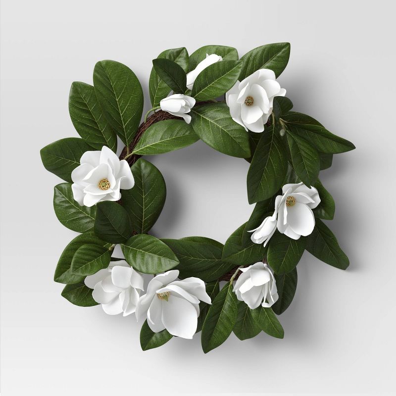 White Magnolia Wreath - Threshold&#8482;, 1 of 8