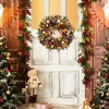 24 inch Lighted Christmas Wreath, Pre-Lit Xmas Wreath with Bow and Christmas Balls, Christmas Decorations,Christmas Wreath for Front Door,Windows,Wall - 3 of 4