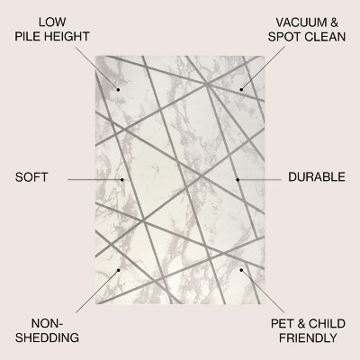 Patras Gray and Ivory Geometric Marbled Area Rug