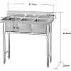 Freestanding Stainless Steel Kitchen Utility Sink 39.4"x19.7"x33.5" Single Bowl with Hot & Cold 360° Swivel Faucet – Durable Rust Resistant - 3 of 4